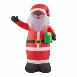 Home Accents Holiday Gemmy Airblown 6.5 ft. LED Outdoor Inflatable African-American Santa with Present thumbnail 1