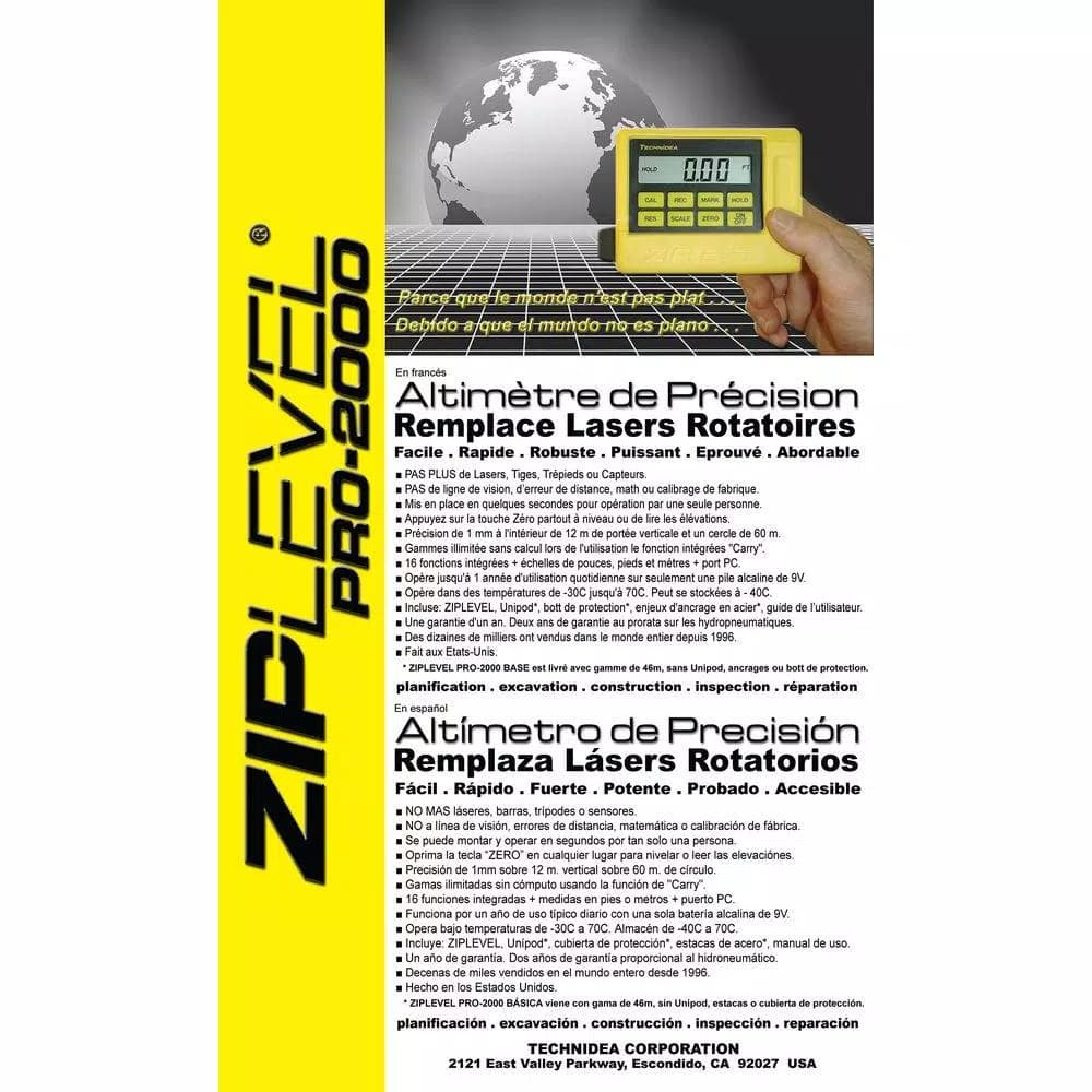 ZIPLEVEL PRO-2000 High Precision Altimeter and Digital Level
