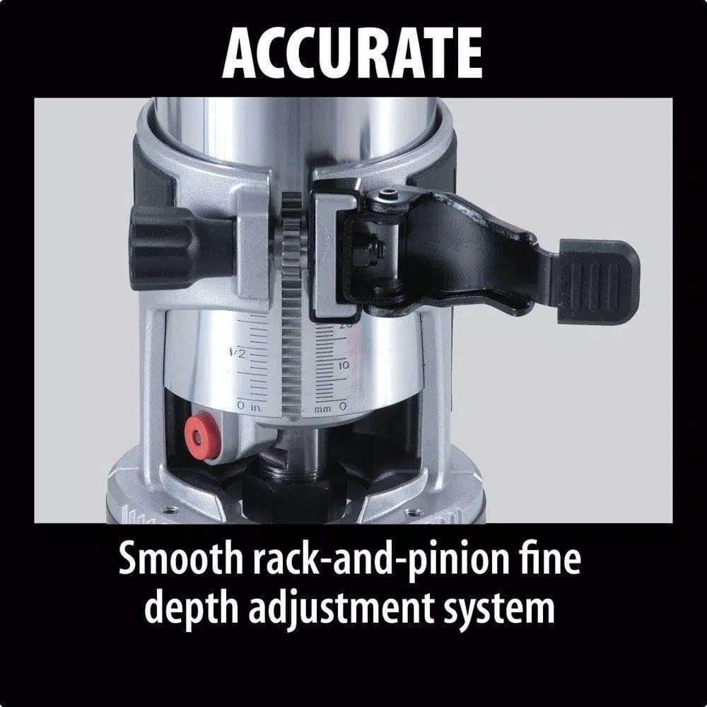Makita 1-1/4 HP 6.5 Amp Corded Compact Router with Variable Speed and Quick-Release Fixed Base