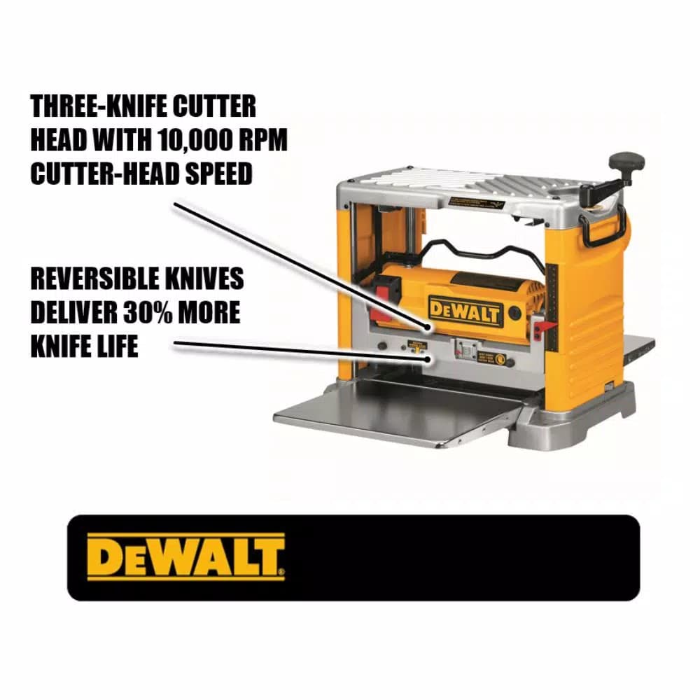 DEWALT 12-1/2 in. Portable Thickness Planer, 15 Amp, 3-Knife Cutter Head