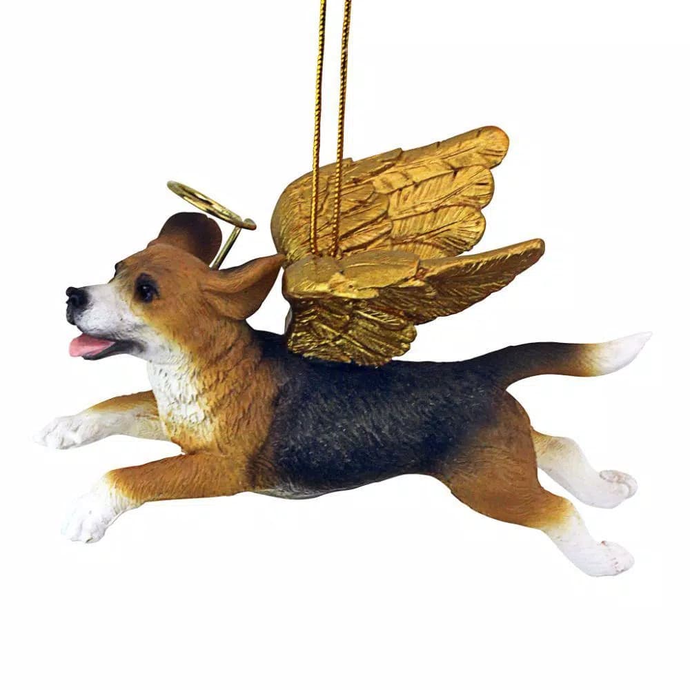 Design Toscano Beagle Dog Angel Christmas Ornament - Hand Painted Resin Memorial