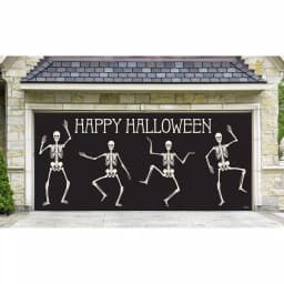My Door Decor 7 ft. x 16 ft. Happy Halloween Skeletons Garage Door Banner Mural thumbnail 2