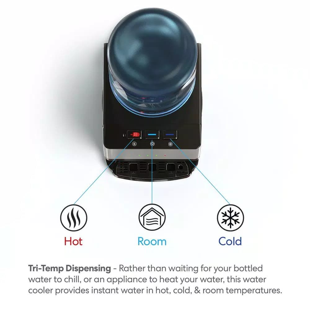 Brio Top Loading Countertop Water Cooler Dispenser with Hot, Cold & Room Temperature Water, Stainless Steel