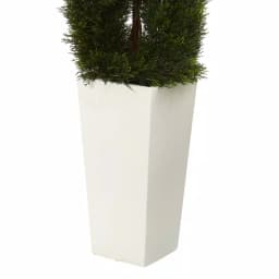 Nearly Natural 5.5 ft. Artificial Double Pond Cypress Spiral Topiary in White Tower Planter thumbnail 3