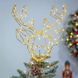 Unbranded 14.5 in. Geometric LED Deer Head Christmas Tree Topper - Warm White Lights thumbnail 2