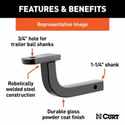 CURT Class 2 Ball Mount, 1-1/4" Shank, 5" Rise, 3,500 lbs Capacity thumbnail 6