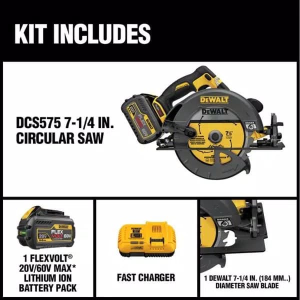 DEWALT DCS575T1 FLEXVOLT 60V MAX 7-1/4 in. Brushless Cordless Circular Saw Kit