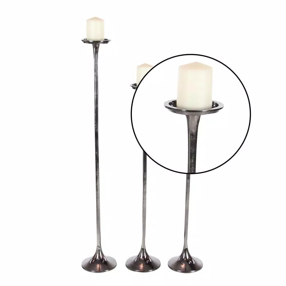 LITTON LANE Modern Gray Aluminum Candlestick Set of 3 - 40 in. x 32 in. x 37 in.