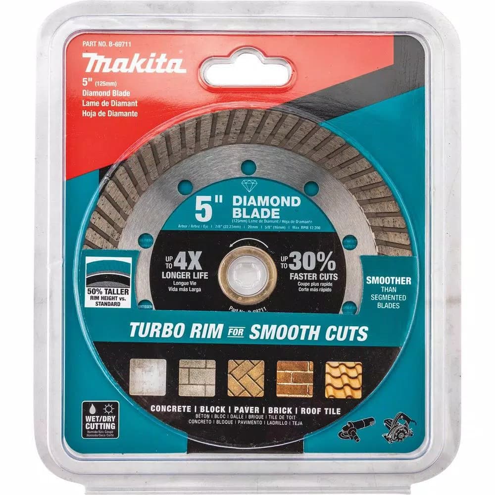 Makita 5 in. Turbo Rim Diamond Blade for Concrete, Brick, and Block