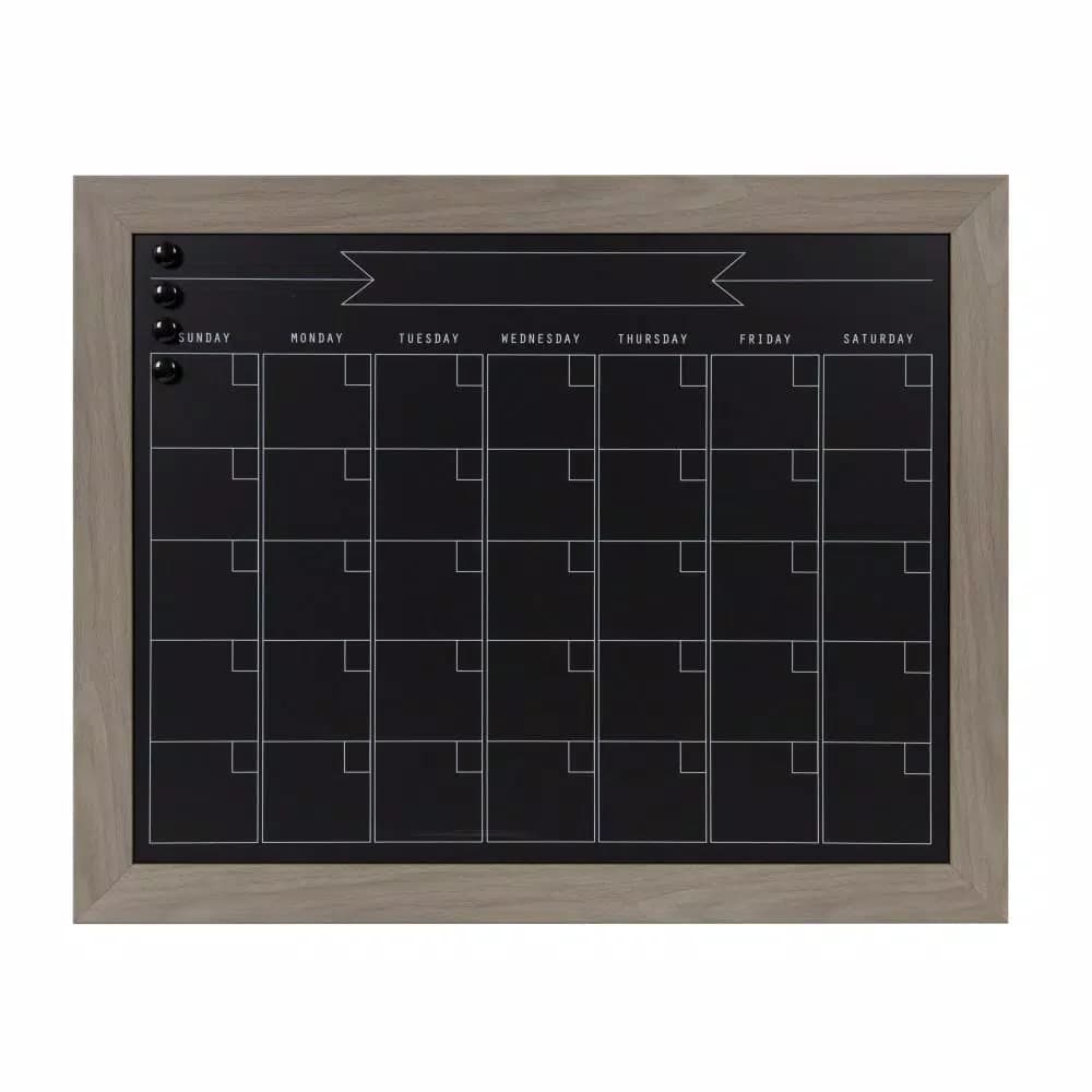 DesignOvation Beatrice Framed Magnetic Chalkboard Monthly Calendar Memo Board, 23 x 29 in.