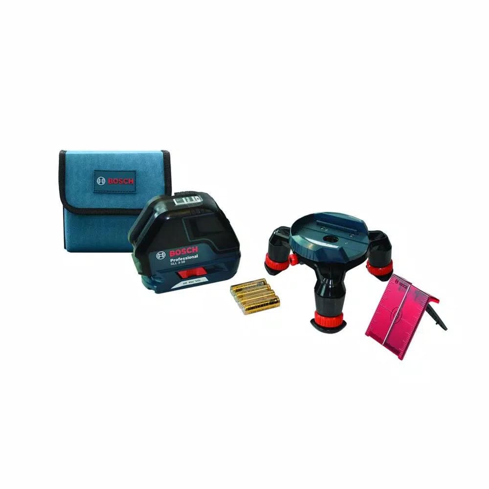 Bosch GLL 3-50 S 3-Line Self-Leveling Cross Line Laser Level Kit with 165 ft. Range