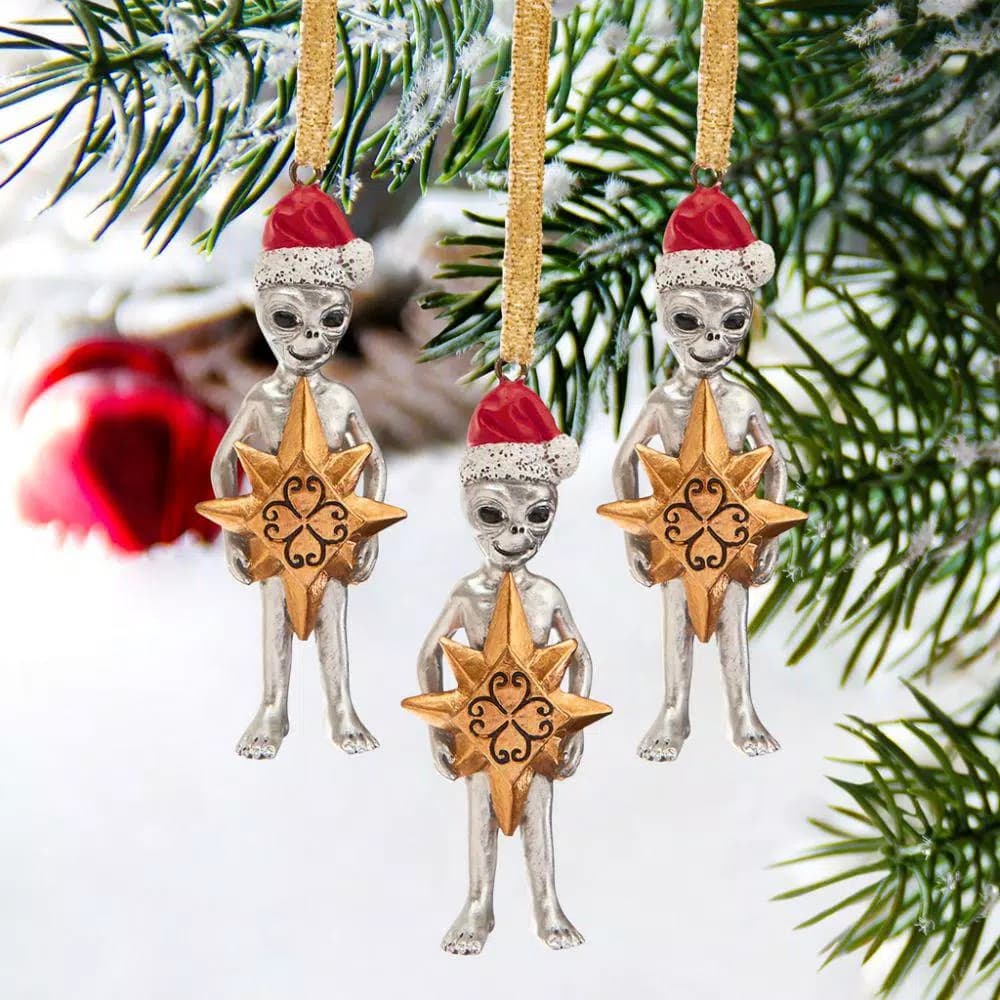 Design Toscano Wiseman Star Christmas Alien Holiday Ornament Set, 3-Piece