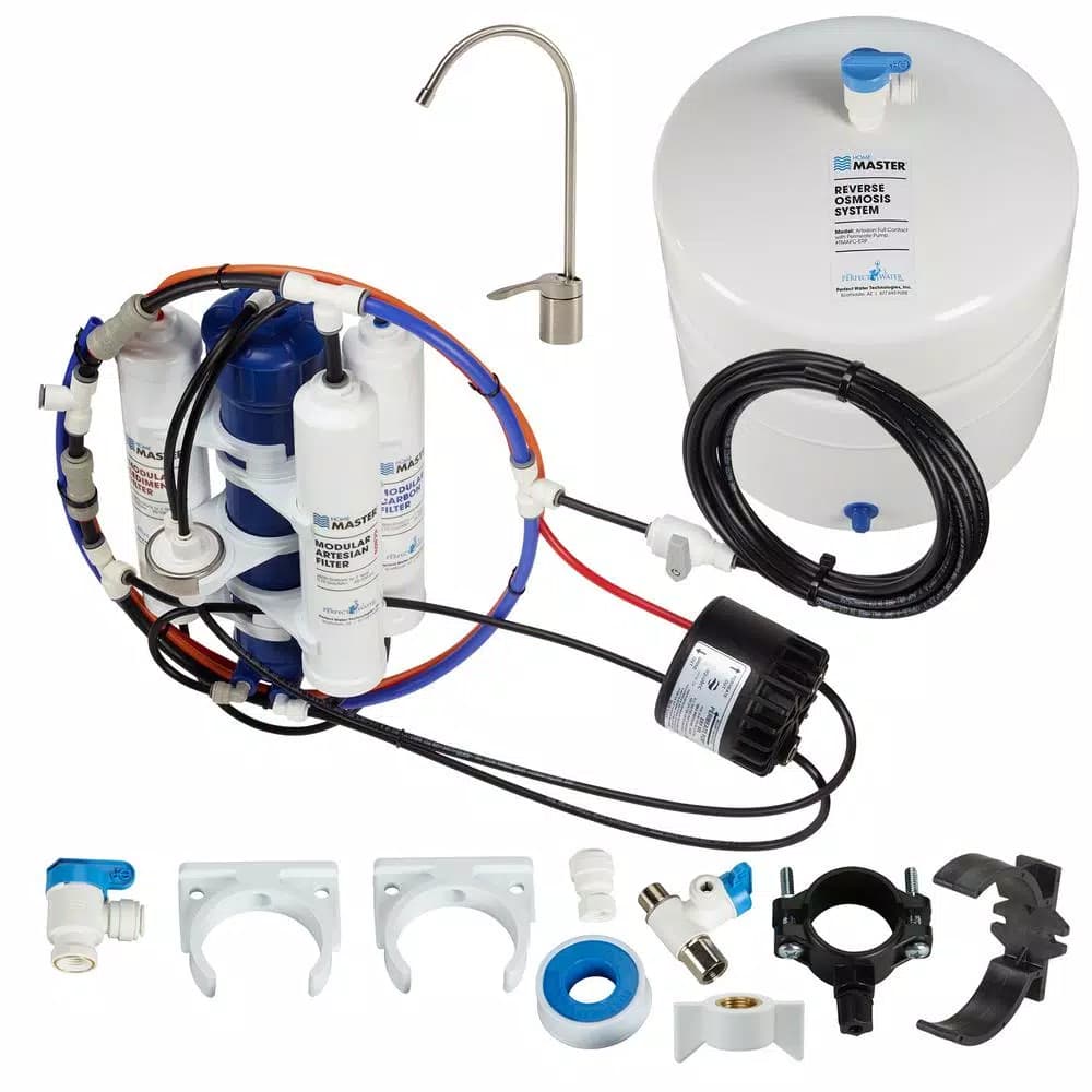Home Master Artesian Full Contact Reverse Osmosis Water Filter System with Permeate Pump