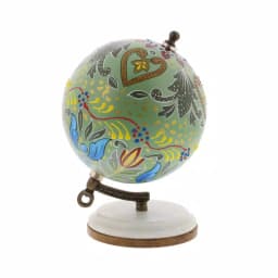 LITTON LANE Modern Reflections 7 in. Decorative Lattice Globe with Mango Wood and Marble Base, Multi-Color thumbnail 2