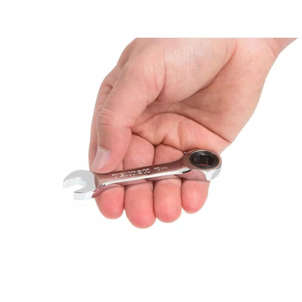 TEKTON 10 mm Stubby Ratcheting Combination Wrench, 6-Point Box End