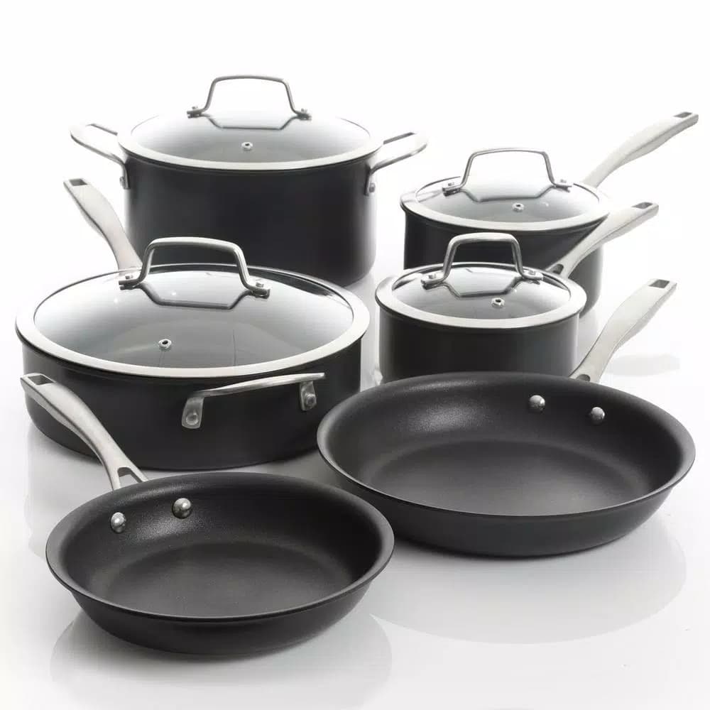 Unbranded Kenmore Pro Arbor Heights 10-Piece Nonstick Aluminum Cookware Set, Black