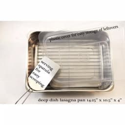 ExcelSteel 4-Piece Stainless Steel Roaster and Lasagna Pan Set with Plastic Cover and Spatula thumbnail 2