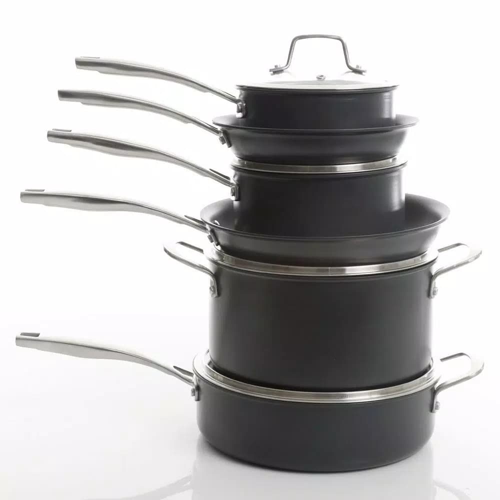 Unbranded Kenmore Pro Arbor Heights 10-Piece Nonstick Aluminum Cookware Set, Black