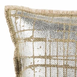Safavieh Metallic Grid Silvery-Moss 20 in. x 20 in. Cotton Throw Pillow with Down Alternative Fill thumbnail 4