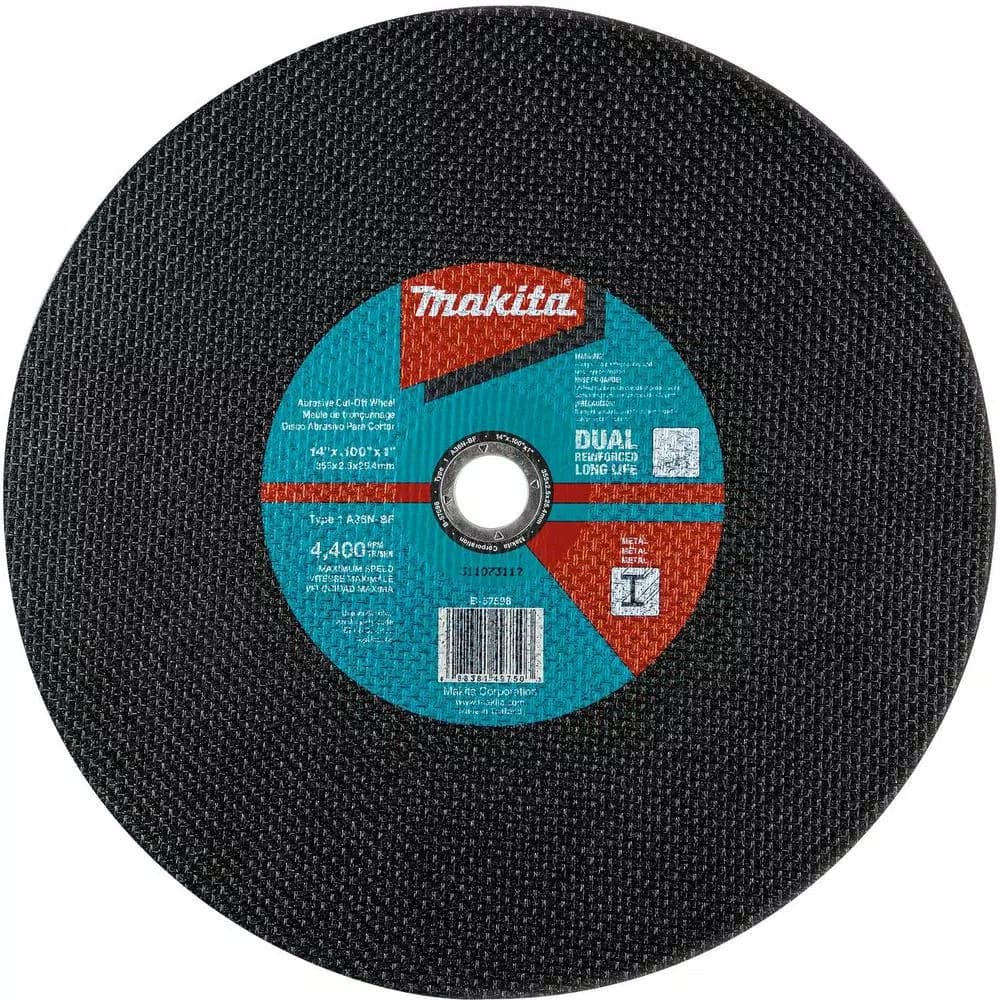 Makita 14 in. x 1 in. x 3/32 in. Abrasive Cut-Off Wheel, 36 Grit (5-Pack)