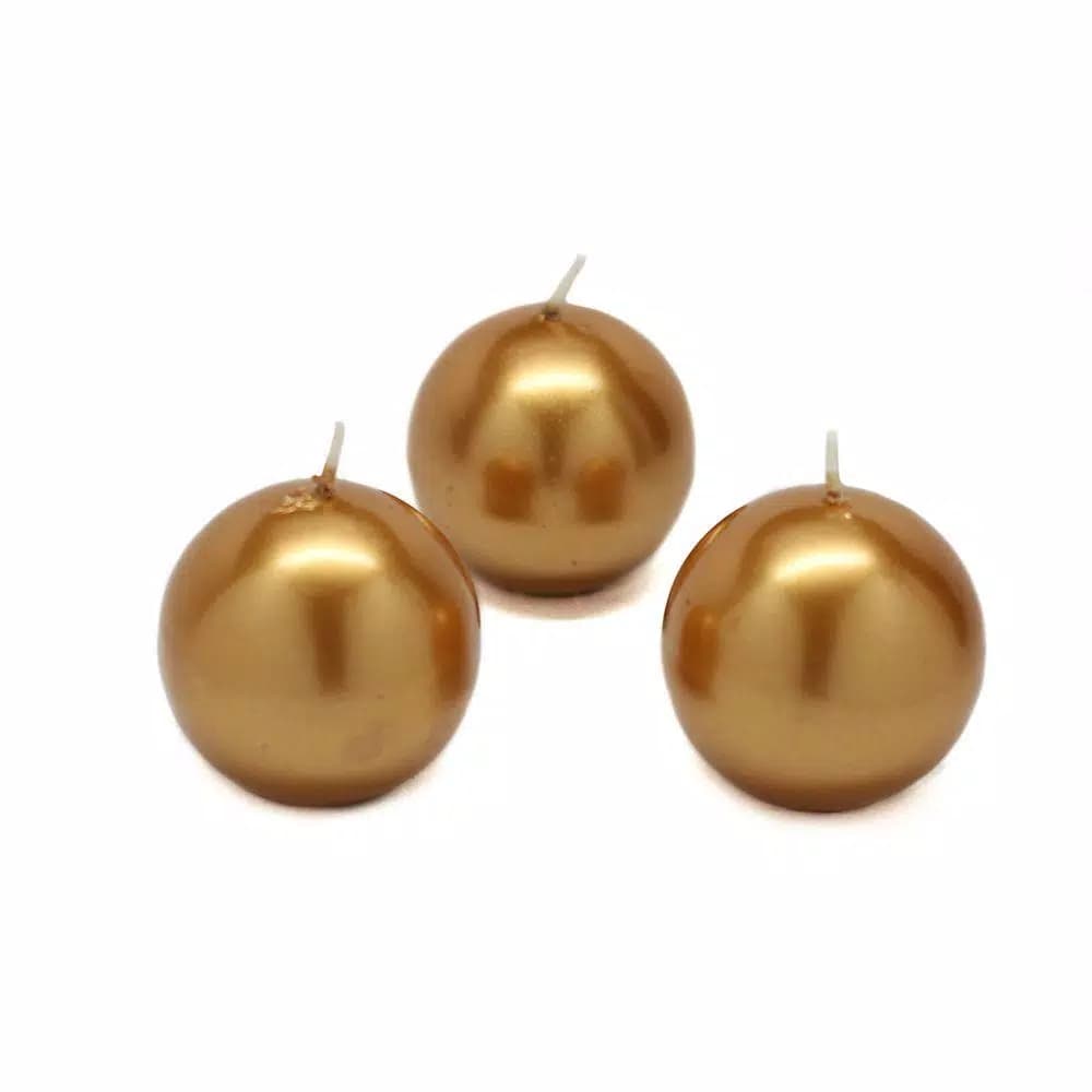 Zest Candle Biedermann and Sons 2 in. Metallic Gold Ball Candles, 12-Pack