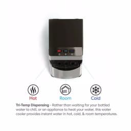 Brio Essential Tri-Temp Bottom-Load Water Cooler Dispenser - Black and Brushed Stainless Steel thumbnail 5