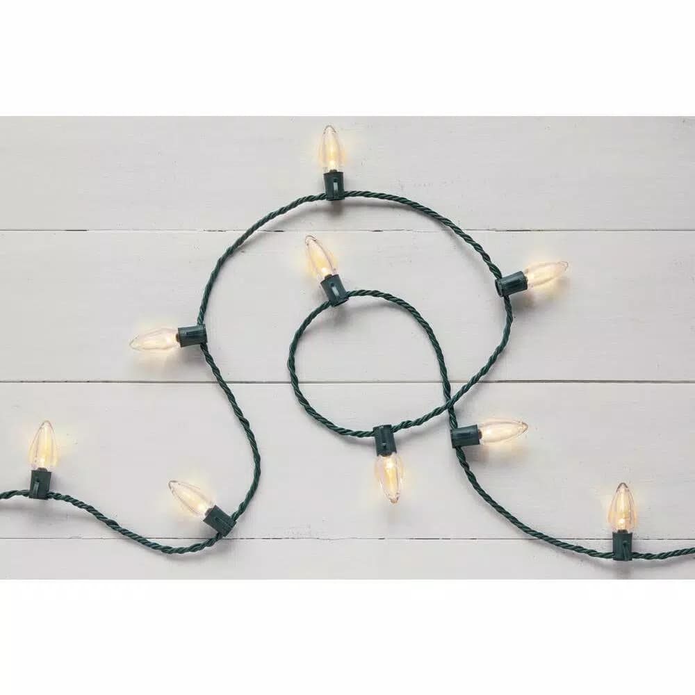 Home Accents Holiday C9 LED Warm White String Lights, 100 Count (Set of 2), 65.4 ft Total Length, Indoor/Outdoor