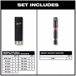 Milwaukee SHOCKWAVE 1/4 in. Drive Metric Impact Duty Deep Well Socket Set, 12-Piece thumbnail 2