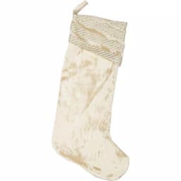 VHC Brands 20 in. Creme Memories Glam Christmas Stocking with Gold and Ivory Ribbon Embellishments thumbnail 1