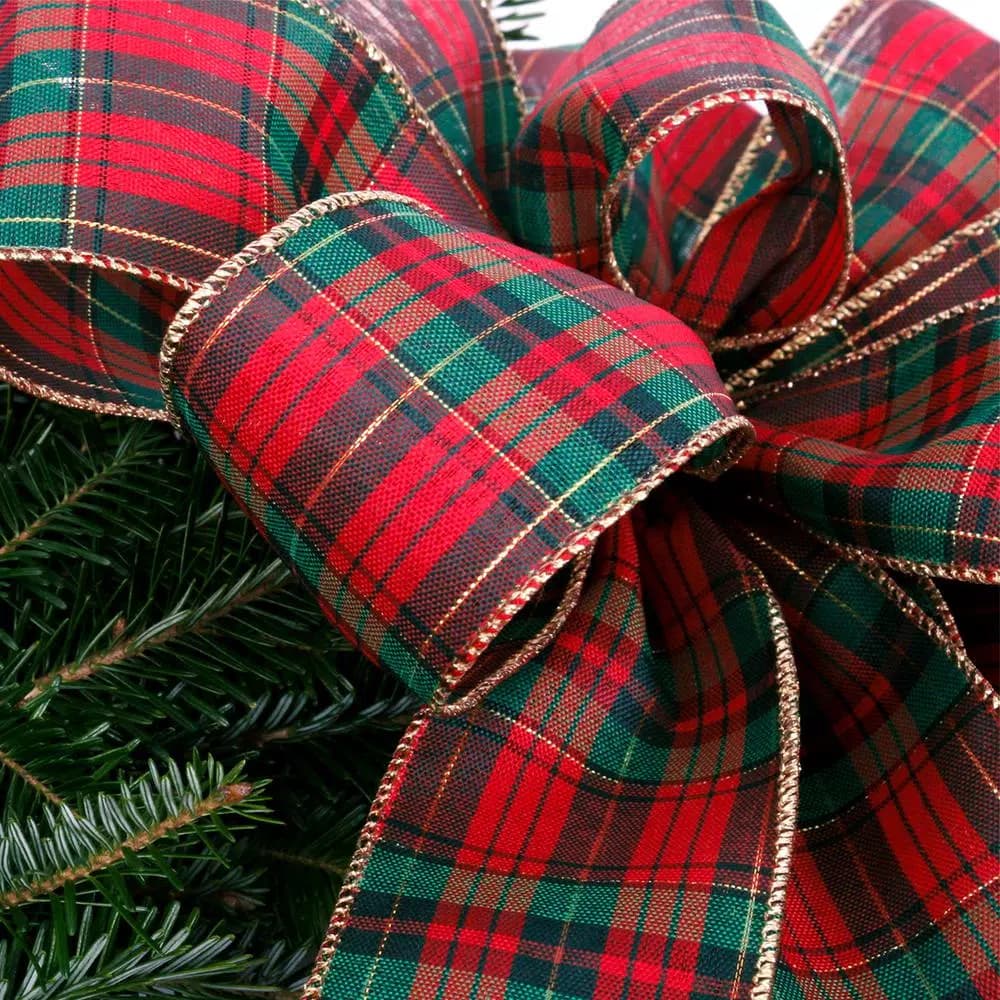 VAN ZYVERDEN 24 in. Live Fresh Cut Blue Ridge Mountain Fraser Fir Decorated Christmas Wreath with Bow