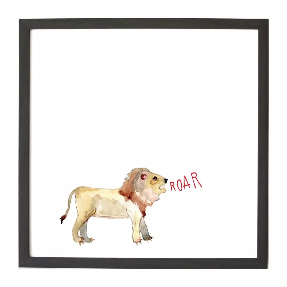 Petal Lane Home Watercolor Lion Magnetic Memo Board with Ebony Frame
