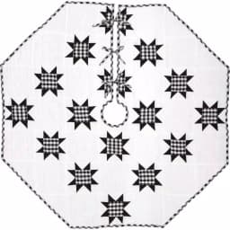 VHC Brands Emmie 55 in. Black and White Patchwork Christmas Tree Skirt - Hand-Quilted Cotton thumbnail 1
