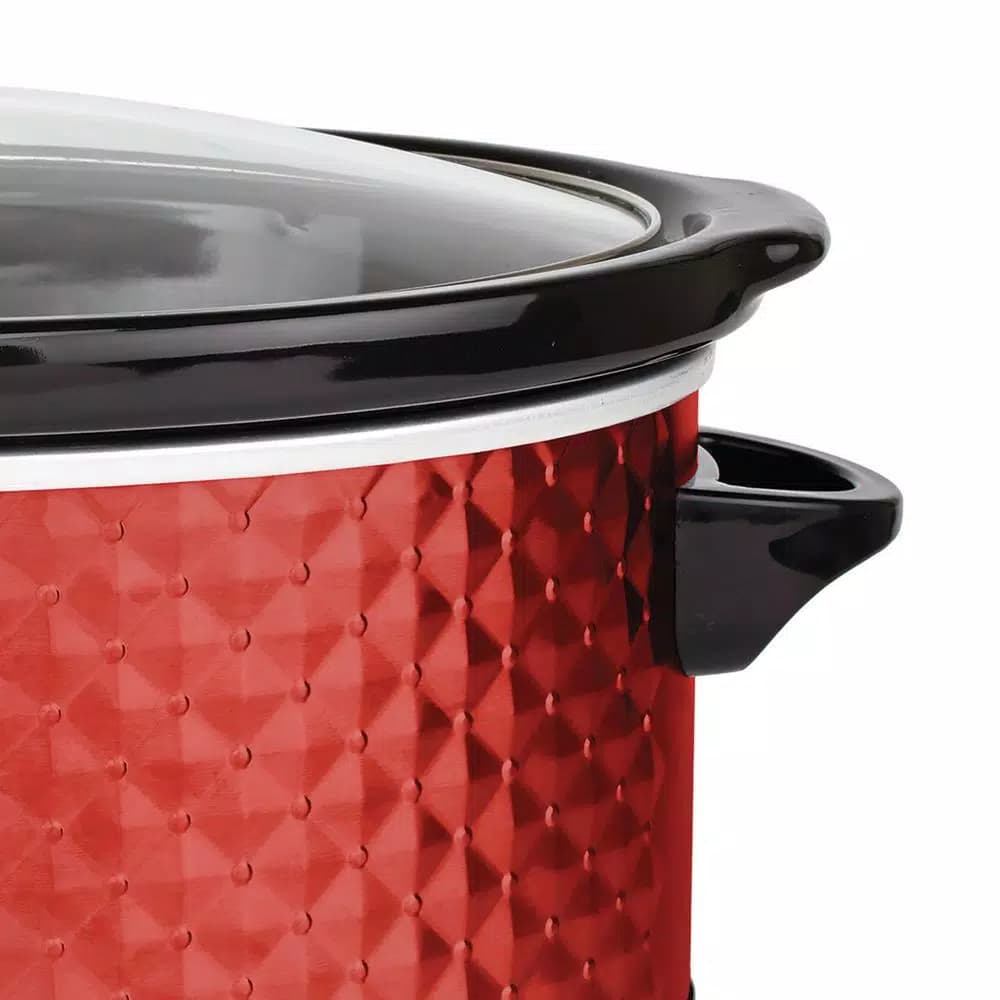 Brentwood Appliances 7 Qt. Red Slow Cooker with Removable Ceramic Pot and Tempered Glass Lid