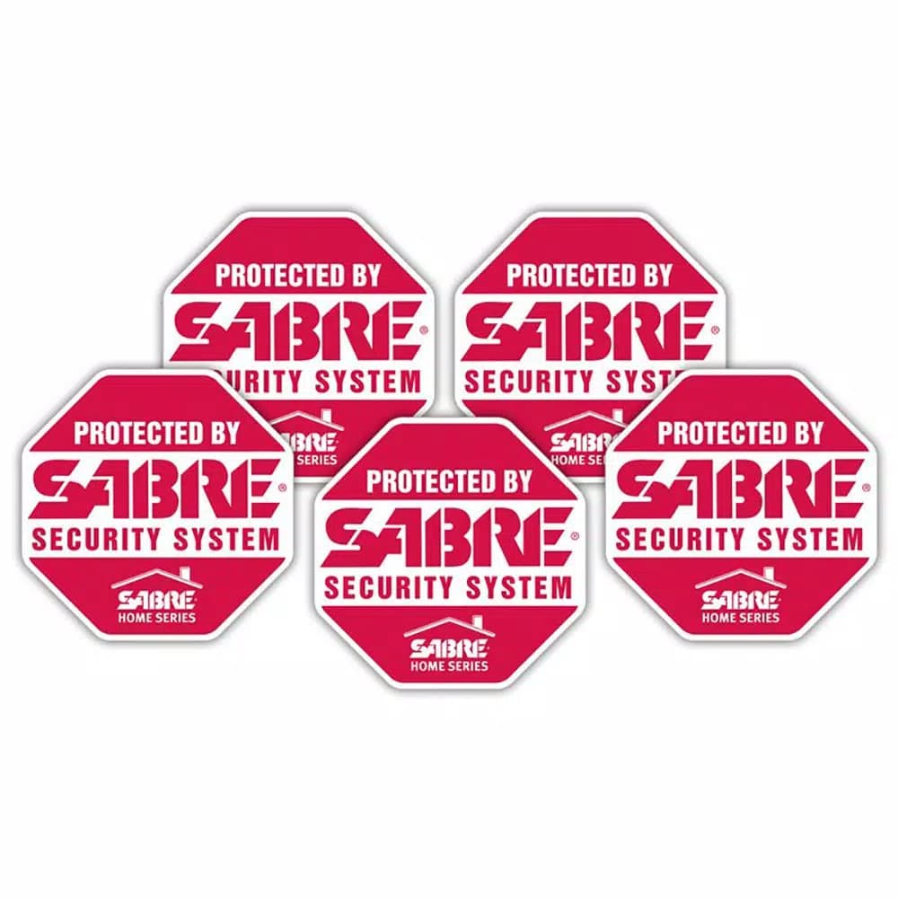 SABRE Security Decals (5-Pack) - Red Stop Sign Warning Signs for Home and Commercial Use