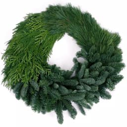 VAN ZYVERDEN 24 in. Live Fresh Cut Pacific Northwest Modern Block Christmas Wreath - Noble Fir, Cedar, and Pine thumbnail 3