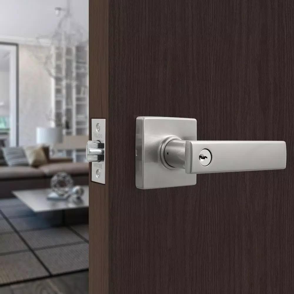 Toledo Fine Locks Toledo European Lugo Keyed Entry Door Lever Set, Satin Nickel