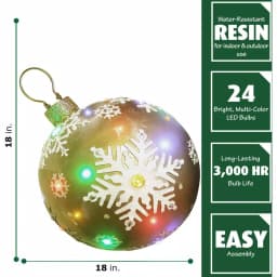 Fraser Hill Farm 1.5 ft. 24-Light LED Gold Ball Ornament with Snowflake Design thumbnail 6