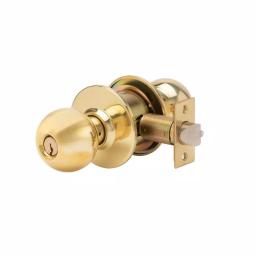 Taco Trans Atlantic Bright Brass Grade 3 Storeroom Cylindrical Door Knob Set, 2-3/4 in. Backset thumbnail 1