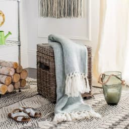 Safavieh Magali Grey Chevron Throw Blanket with Oversized Fringe thumbnail 1