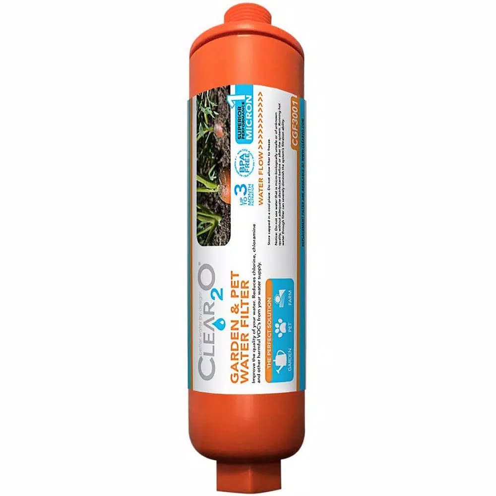 Clear2O Garden and Pet Water Hose Filter - Reduces Chlorine, Lead & Heavy Metals - Orange