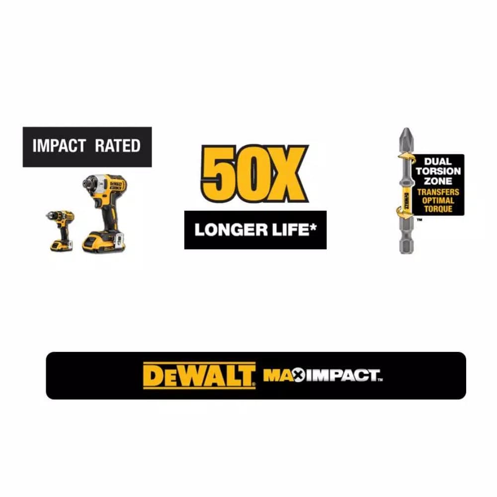 DEWALT MAX IMPACT #2 Phillips Screwdriver Bit, 6 in.