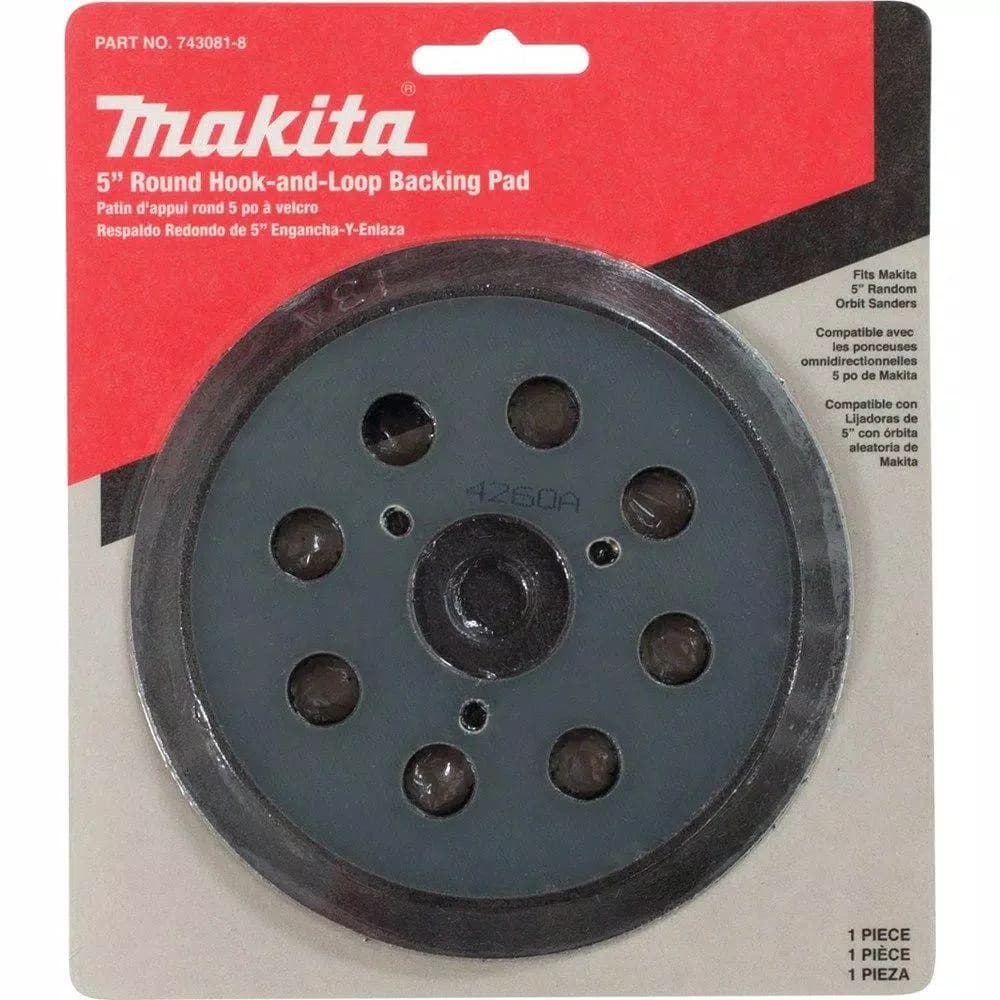 Makita 5 in. Round Hook and Loop Backing Pad with 8-Hole Dust Collection