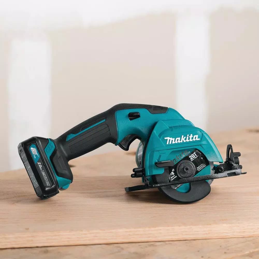 Makita 12V MAX CXT Cordless 3-3/8 in. Circular Saw Kit with Case, 2x 2.0Ah Batteries & Charger