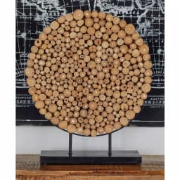 LITTON LANE Round Teak Wood Stump Sculpture - Rustic Organic Table Decor thumbnail 5