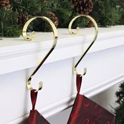 Haute Decor Brass Scroll Stocking Holders, 2-Pack - Ornate Christmas Mantel Decor thumbnail 2