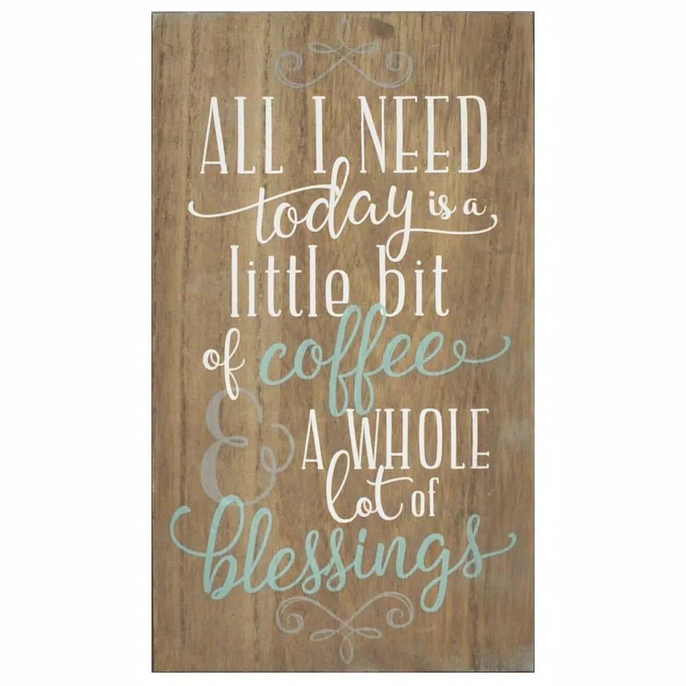 Stratton Home Decor Coffee and Blessings Wooden Wall Art Sign