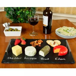 Unbranded Sardo Natural Slate Cheese Board Set with 4 Stainless Steel Tools and Soapstone Chalk thumbnail 3