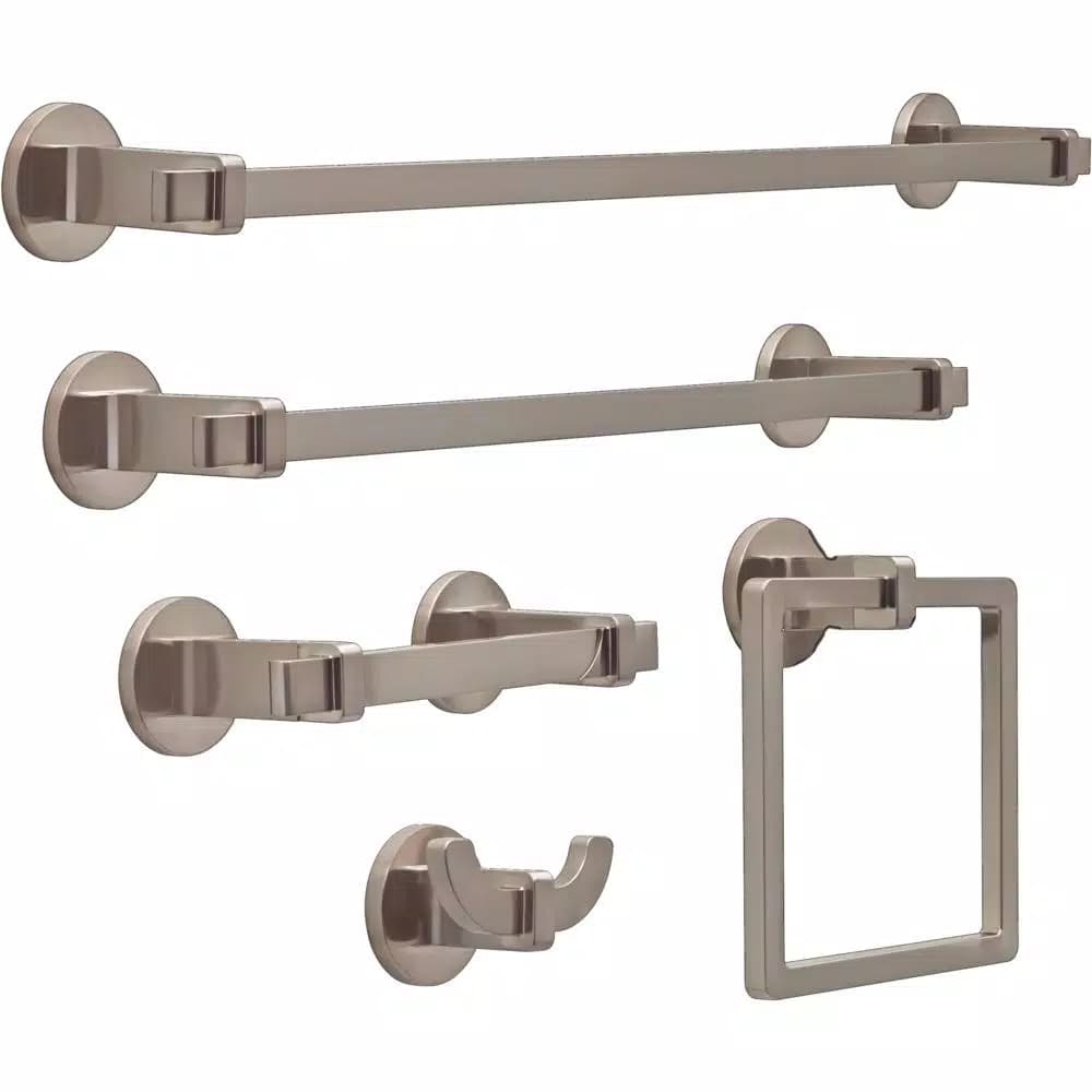 Delta Mandolin Double Towel Hook, SpotShield Brushed Nickel