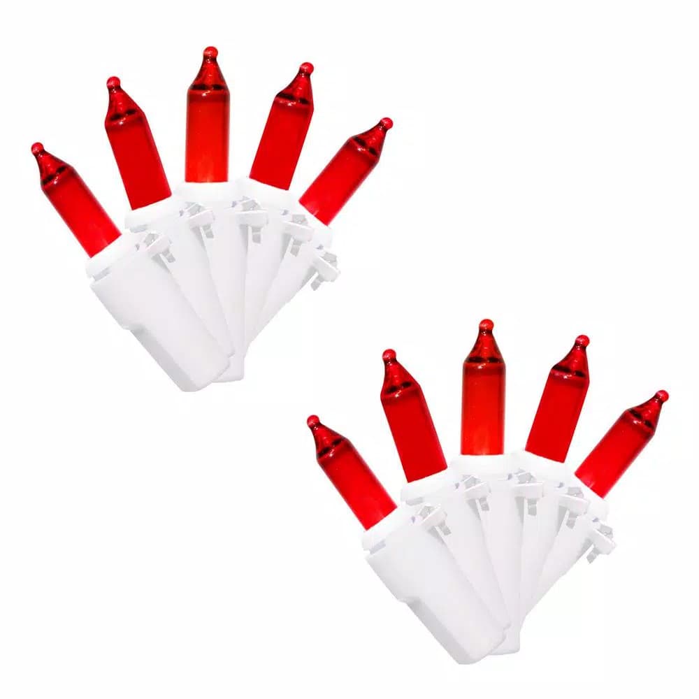 Unbranded Brite Star Designer Series 100-Light Red Mini String Lights with White Wire, 2-Pack