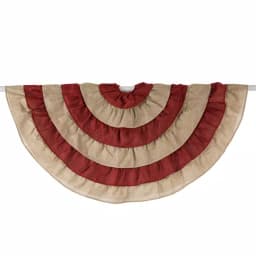 Glitzhome 48 in. Faux Burlap Christmas Tree Skirt - Red and Brown Striped Holiday Decor thumbnail 6